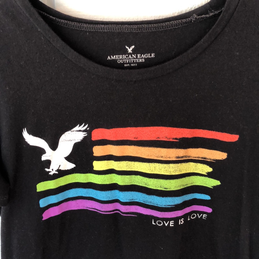 American Eagle “Love Is Love” Pride Flag Shirt - Picture 2 of 5